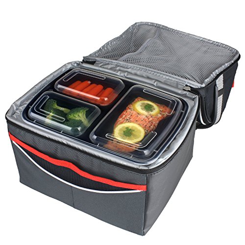 Freshware 15 3-compartments Bento Lunch Box Set mit Deckel, 32 oz 15er-Pack schwarz - 6