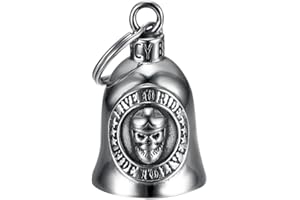 MOCY BELL - Clochette Moto Skull Live to Ride Guardian Gremlin Mocy Bell Acier Inoxydable Argent