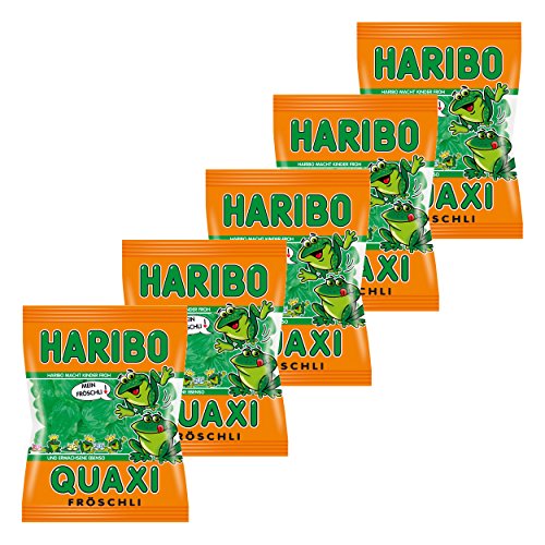 Haribo Quaxi Fröschli Frösche, 5er Pack, Gummibärchen, Weingummi, Fruchtgummi, Im Beutel, Tüte