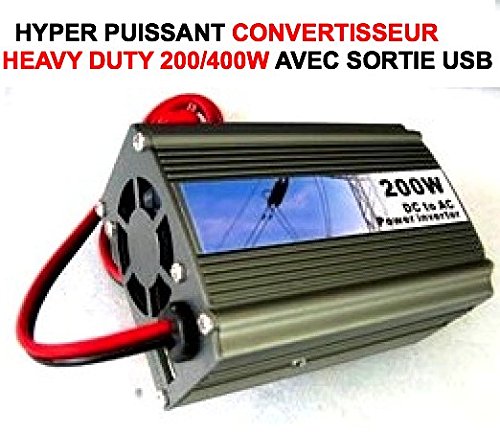 HYPER ROBUSTE VENTILE PUISSANT CONVERTISSEUR 12V 220V PUISSANCE 200W NOMINAL 400W EN CRETE + PRISE USB ! OK FONCTIONNEMENT 24/24 ET 7/7 ! EXTREME DUTY 4X4 RAID TRIAL QUAD CROSS VHC RALLYE AUTO MOTO CAMION CAMPING-CAR SIRENE KLAXON OUTILLAGE ACCESSOIRES SCOOTER YOUNGTIMERS BATEAU MARINE LCM0817