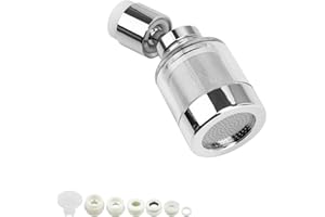 Filtro de Grifo de Acero Inoxidable, HASLED Filtro de Grifo Giratorio de 360°, Filtro de Grifo con Elemento Filtrante Lavable, Adecuado para Cocina y Baño