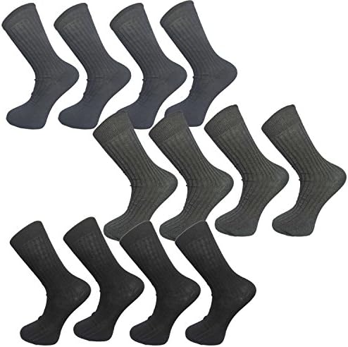 6,12 Pair Pack Men’s Rib Elastic Socks Ribbed 100% Cotton Multipack Sock UK Size 6-15