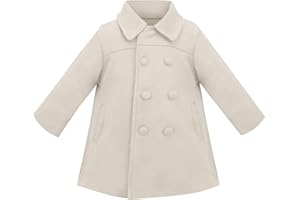 Maeau Herbst Mantel Kinder Mädchen Wollmantel Zweireiher Winter Wolljacke Reverskragen Klassische Wintermantel Baby Warme Tweed Mantel Langer Fliege Dufflecoat aus Wolle 90-140