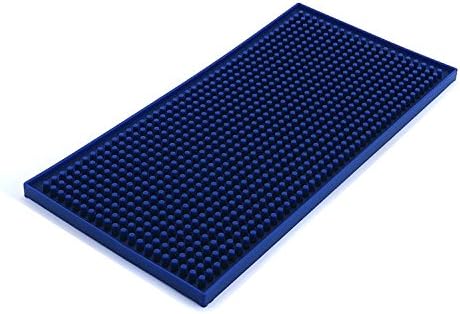 Rubber Bar Service Mat, Silicone Dish Drying Mat, Anti-Bacterial, Dish Washer Safe, Heat Resistant Trivet Blue 5.9" x 11.7"