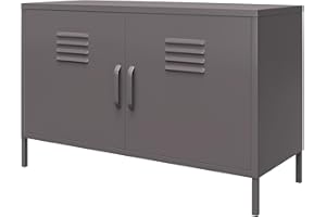 DHP Furniture Bradford 2 Door Metal Accent Cabinet Grey