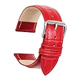 ULLCHRO Unisex Leder Armband mit Edelstahl Silberne Schnalle 20mm Rot