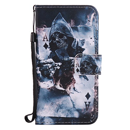 Nancen Samsung Galaxy Grand Prime SM-G530 G531F (5 Zoll) Hülle / Handyhülle, Painted Persönlichkeit PU Leder Tasche Schutzhülle Case Lederhülle Flip Cover mit Standfunktion, zwei Kartenfächer und Eine Brieftasche Etui [Gott des Todes] - 2