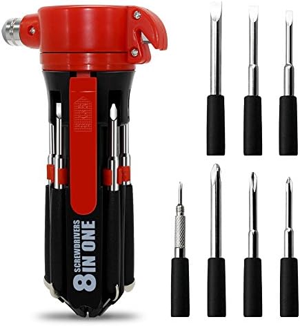 8 in 1 Screwdriver with torch and the emergency car escape tool glass hammer with seat belt cutter