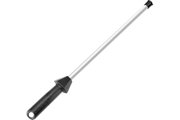 Sharpeak total längd 45 cm/stavlängd 30 cm keramiskt slipstål stång med inbyggd vinkelstyrning och brottskydd, keramiskt slipstål för knivar, slipstål, keramiskt knivslipstål, knivstål