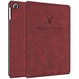 Robustrion Deer Pattern Flip Stand Case Cover for Samsung Galaxy Tab A 10.1 inch T510/T515 - Deer Vine Red