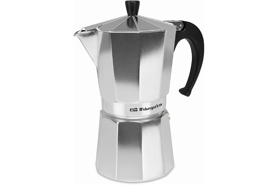 Orbegozo KF 900, Cafetera italiana, 9 tazas de capacidad, apta para cocinas a gas, eléctricas y vitrocerámicas, mango er