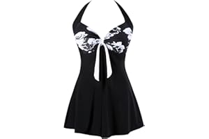 Sixyotie Women's Plus Size Swimsuit One Piece Swim Dress with Skirt Tummy Control Swimwear