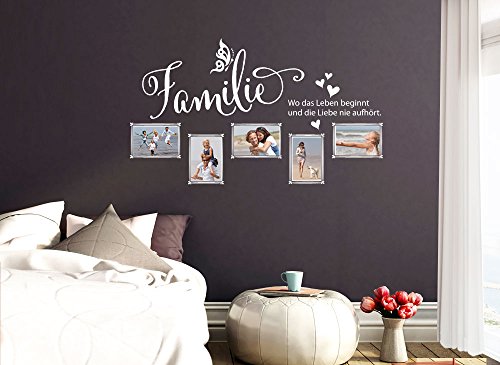 Grandora® W5000 Wandtattoo Familie – Wo das Leben beginnt und … mit Fotorahmen schwarz - 3