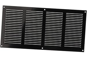 EUROPLAST 400x200mm Griglia di Ventilazione con Zanzariera - Griglie D'Aerazione in Metallo - Acciaio, Nera