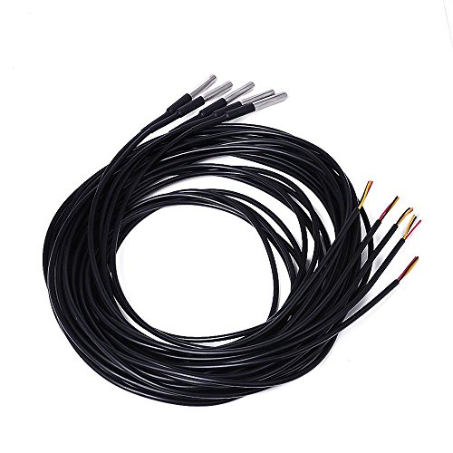 Bermud 5x 1M DS18b20 Wasserdicht Digital Temperaturfühler Temperatur Sensor Schwarz