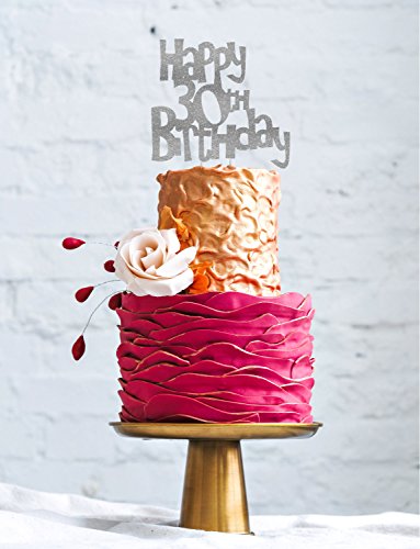lissielou Happy 30th Birthday Kuchen Topper Glittery Silver - 2