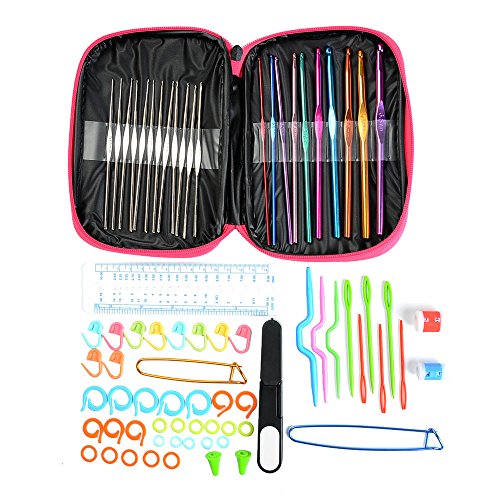 22 Stk. Häkelnadel Set aus Aluminium und Stahl mit Zubehöre Deallink Häkeln Häkelnadeln Häkelnadelset Stricknadeln Häkeln mit Euti - 3