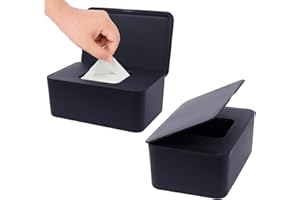 Baby Wipes Dispenser, Wipe Holder for Baby & Adult, Seposeve Refillable Wipe Container, Keeps Wipes Fresh, One-Handed Operation. Non-Slip, Easy Open/Close Wipes Pouch Case, 2 Black