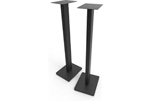 Kanto ST34 34” Universal Floor Speaker Stands for Bookshelf Speakers up to 13.6 kg | Pair | Black Steel w/Black MDF Base