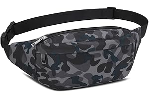 YOOLUAN Torba na pasek, torba na brzuch, dla kobiet i mężczyzn, na wędrówki, do fitnessu, roweru, aktywności na świeżym powietrzu, sportowa, saszetka biodrowa na urlop, torba na pieska, D1-Camo czarny,