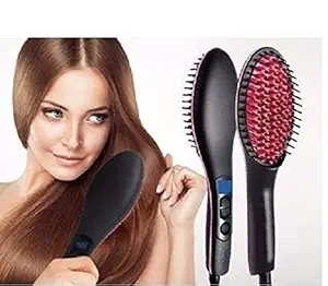 ISABELLA (AJB) Ceramic Professional Electric Hair Straightener Brush with Temperature Control and Digital Display (Black)