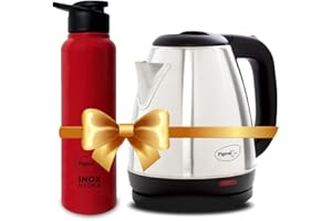 Pigeon 1.5 litre Hot Kettle and Stainless Steel Water Bottle Combo used for boiling Water, Making Tea and Coffee, Instant Noodles, Soup with Auto Shut- off Feature, 1300 W