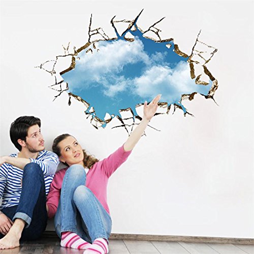 Netter blauer Himmel weiße Wolken Schlafzimmer Wohnzimmer Wand Aufkleber abnehmbare, wasserdichte Aufkleber Hauptdekor - 2