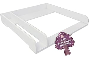 ‎PUCKDADDY Puckdaddy Peer | Wickelaufsatz kompatibel mit IKEA Malm Kommoden u.Ä. | 80x78x10 cm | Wickelauflage mit Trennfach aus weißem MDF-Holz | Premium Wickelaufsatz inkl. Montagematerial zur Wandmontage