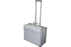 Alumaxx Hochwertiger Business-Trolley aus Aluminium Alu Silber Matt, Piloten Hartschalen Koffer mit Laptopfach + sicheres Sch