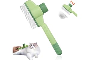 UPTVIN Peigne pour chats, peigne anti-puces autonettoyant pour animaux de compagnie, brosse de toilettage pour animaux de compagnie, avec bouton,pour un nettoyage rapide des poils errants(vert)