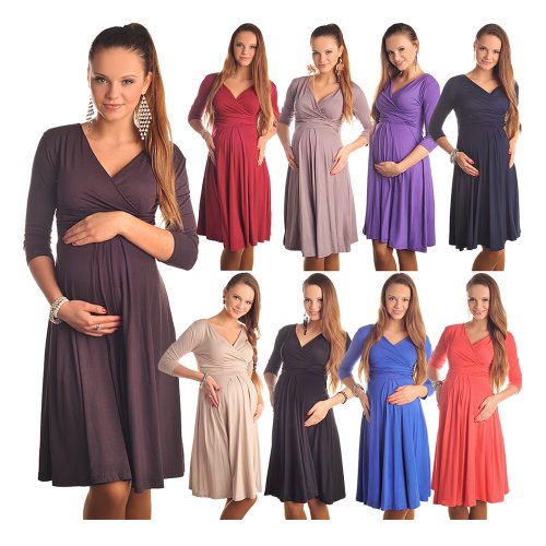 Gorgeous Maternity Dress Vneck Pregnancy Clothing Size 8 10 12 14 16 18 Top 4400 Variety of Colours (10, Black)