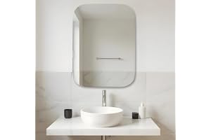 Amazon Basics Frameless Rectangular Wall Mirror, 18 x 24 Inch, Unframed Mirror with Beveled Smooth Edges, for Bathroom, Dressing Room, Bedroom, Living Room & Entryway