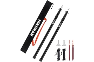 ‎HIKEMAN HIKEMAN Zeltstangen Campingstangen für Planen Markise Baldachin Veranda Sonnensegel Plane Kopffreiheit Aluminium Verstellbares Teleskop 90-230 cm (Black)