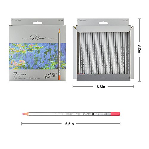 Ipow 72 Farben Buntstifte marco Raffine Art Farbstifte, 72er Kartonetui inklusive passende Stiftrolle Federtasche – Set ideal zum Malen, Ausmalen, Skizzieren oder Kolorieren - 4