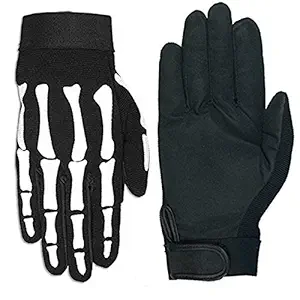 Hot Leathers Skeleton Mechanic Gloves (Black, Medium)