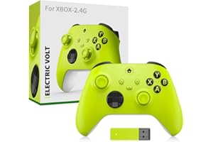 LiLiTok Gampad Manette pour Xbox Serise X/S sans fil, poignée de jeu antidérapante avec adaptateur 2,4 G pour accessoires de jeu PC (jaune)