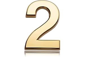 ACEHOME 3 Inch Front Door Numbers, 3D Self Adhesive House Numbers Plaques Waterproof Mailbox Signage DIY Chrome Polished Address Numbers Sign for Home Office Hotel Apartment Door Room Wall, Gold (2)