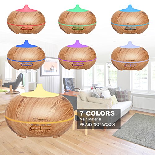 Aroma Diffuser, Cozypony Öl Diffusor 300ml Ultraschall Luftbefeuchter Holzmaserung LED Humidifier mit 7 farbenwechselnde elektrisch Duftlampe für Yoga Salon Zimmer Haus Büro etc - 2