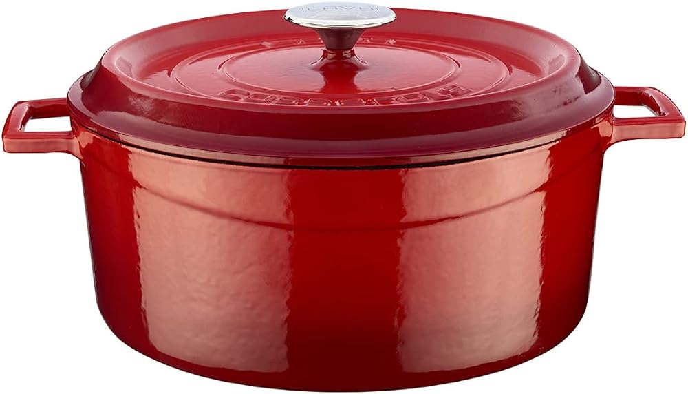 Lava Döküm Yuvarlak Tencere, Trendy, 28 cm, 6.71 L Hacim, Kırmızı