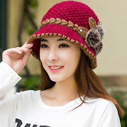 Knitted Hats for Women,Yannerr Fashion Women Lady Winter Warm Crochet Knitted Flowers Decorated Ears Hat