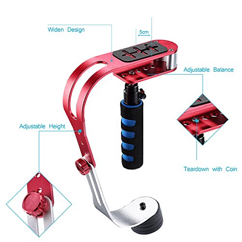 Neewer   en alliage d aluminium Poign  e Stabilisateur    main lev  e  capacit   de charge 1  kilogram 1KG  avec Phone Clip et Mount Adapter  pour appareils photo r  flex num  riques tels que Nikon  Canon  Sony A7 A7ii A7R A7S  iPhone 6s 6 5S 5 4S 4  GoPro