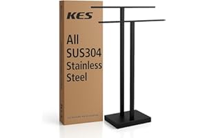 KES Free Standing Towel Rrail Black Bathroom Standing Towel Rack Floor with Weighted Base 2-Tier, Double Bath Towel Holder 18/8 Stainless Steel, BTH231-BK