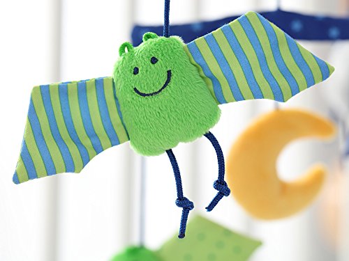 sigikid, Mädchen und Jungen, Mobile mit Fledermäusen, Baby bite me, Blau/Grün/Gelb, 41015 - 5