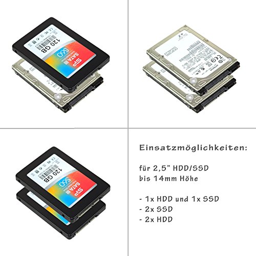 RHOMBUTECH DUAL Einbaurahmen für 2x 2,5″ Festplatten, SSD’s auf 3,5″ - 7