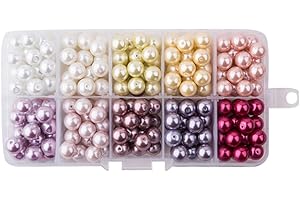 PH PANDAHALL PandaHall Ele - Lot de 230pcs 10 Couleurs Perle en Verre Perle Rond Perles Lisses en Satin Minuscules pour DIY Fabrication de Bijoux Collier Bracelet, 8mm, Trou: 0.7mm