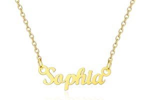 Custom4U Custom Name Necklace,Personalised Nameplate Jewellery Gifts for Women Girl Mum,Silver/Gold/Black,with 16+2''/40+5cm Chain,(with Gift Box)