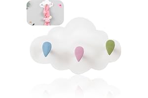 Gloryit Perchero de pared para habitación infantil Perchero para niño Perchero infantil con 3 ganchos Colgador de Puerta con Nube Perchero de Pared Colgador para Decorar la habitacion de los niño