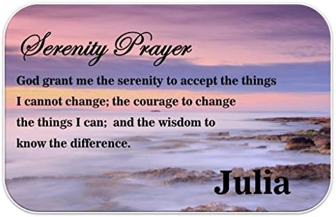 Pure Essence Greetings Serenity Prayer Personalised Aluminium Keepsake Wallet Card. 8.5cm x 5.5cm. For Him For Her
