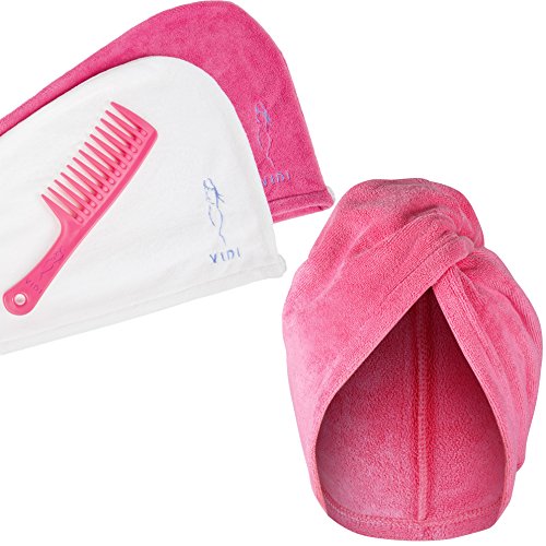 Haar Turban Handtuch, Kopf-handTuch Mikrofaser (2 Stück), Kostenlos Großen Kamm - 2