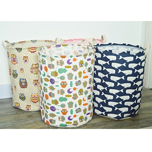 Inwagui Kinder Spielzeug Aufbewahrungskorb Aufbewahrungsbox Wäschekorb Wäschesammler Wäschesack 33 * 33 * 41 cm-Eule-Typ B - 5